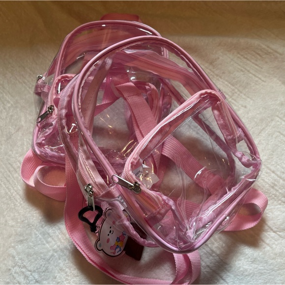 Mini Clear Backpacks with Pink - Picture 3 of 7